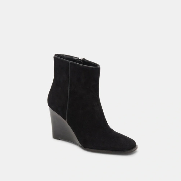 Dolce Vita Susann Suede Wedge Booties in Black Size 9 - Picture 1 of 10